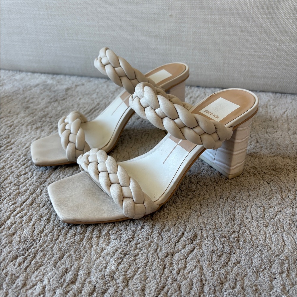 Dolce Vita Paily Cream Braided Heeled Sandals